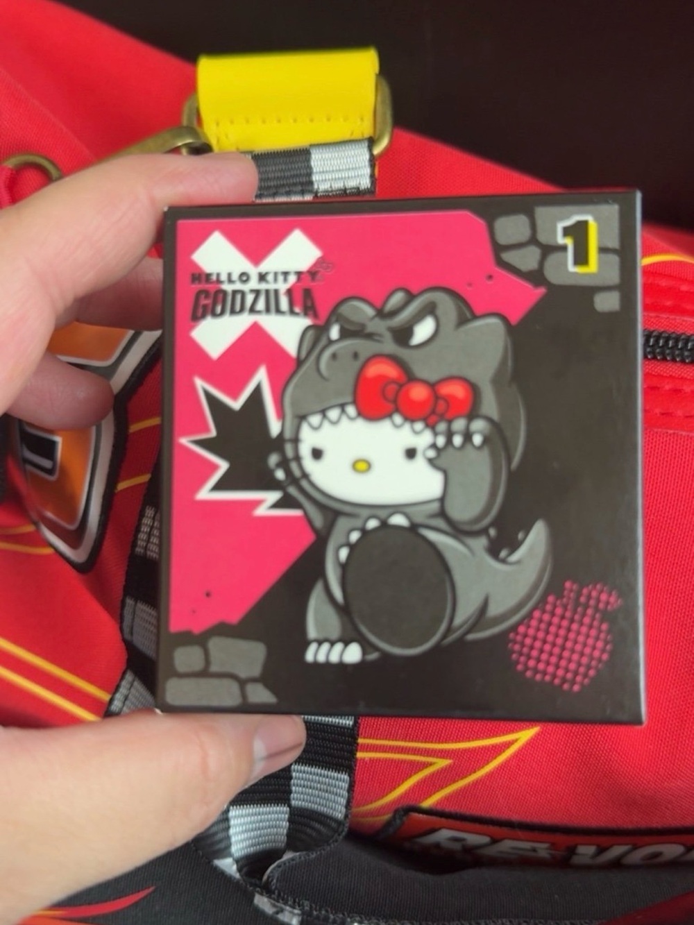 Hello Kitty x Godzilla Kids Bag Charm - Pink, Black, Red, Yellow